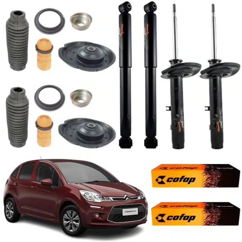 KIT AMORTECEDOR DIANTEIRO TRASEIRO COFAP C3 2013/... CAMBIO AUTOMATICO
