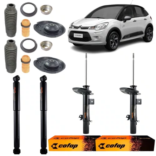 KIT AMORTECEDOR DIANTEIRO TRASEIRO COFAP C3 2013/... CAMBIO MANUAL