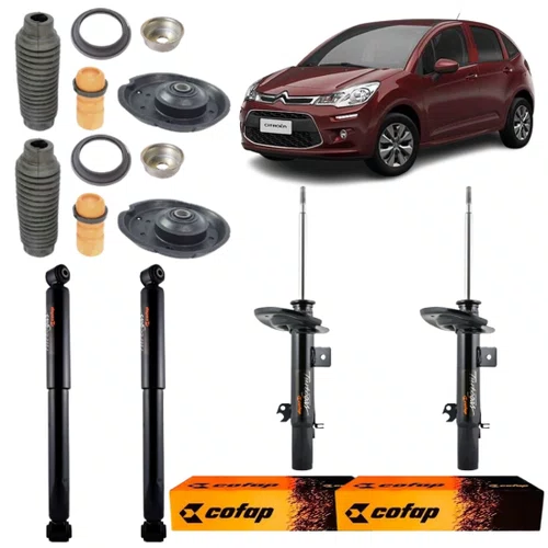 KIT AMORTECEDOR DIANTEIRO TRASEIRO COFAP C3 2013/... CAMBIO MANUAL