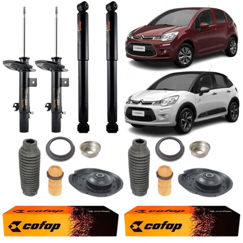 KIT AMORTECEDOR DIANTEIRO TRASEIRO COFAP C3 2013/... CAMBIO MANUAL