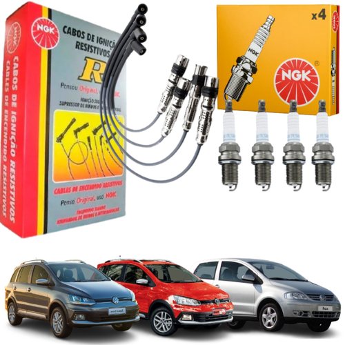Kit Cabo E Vela Ngk Volkswagen Gol Polo Fox Saveiro Golf
