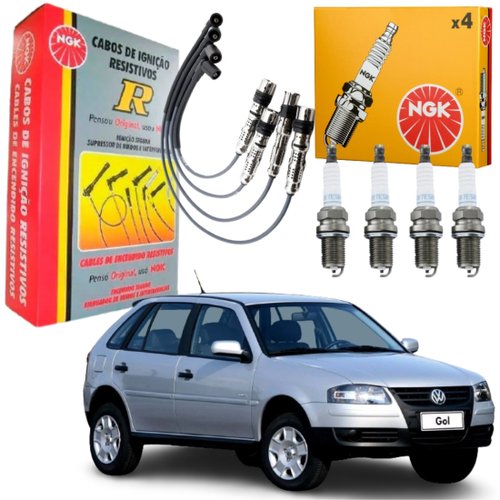 Kit Cabo E Vela Ngk Volkswagen Gol Polo Fox Saveiro Golf