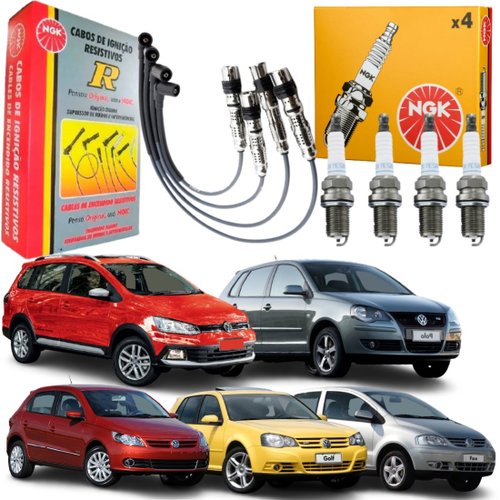 Kit Cabo E Vela Ngk Volkswagen Gol Polo Fox Saveiro Golf