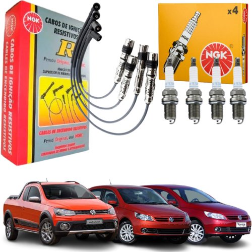 Kit Cabo E Vela Ngk Volkswagen Gol Polo Fox Saveiro Golf