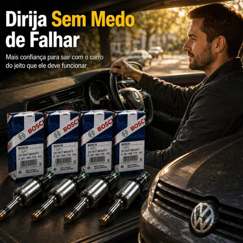 Kit Com 04 Bico Injetor Polo Golf Vírtus Taos 1.4 Tsi Bosch Padrão