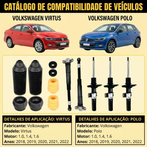 Kit Com 4 Amortecedor E Batente Polo Vírtus Original Cofap