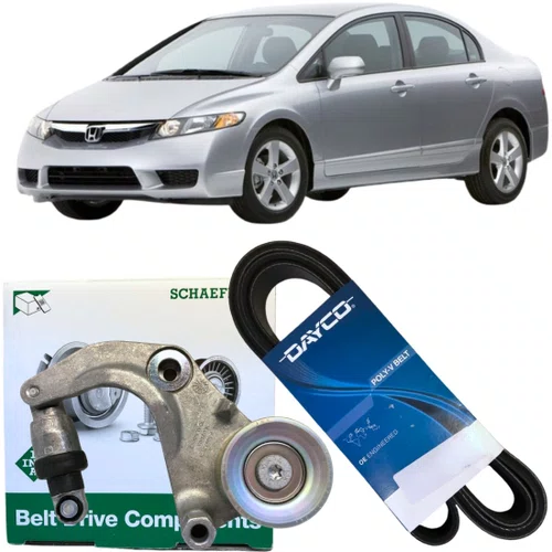 Kit Correia Com Tensionador Alternador Para Honda New Civic