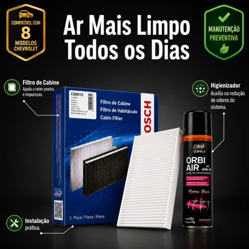 Kit Filtro Ar Condicionado Higienizador Onix Tracker E Cruze