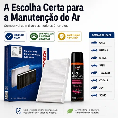 Kit Filtro Ar Condicionado Higienizador Onix Tracker E Cruze
