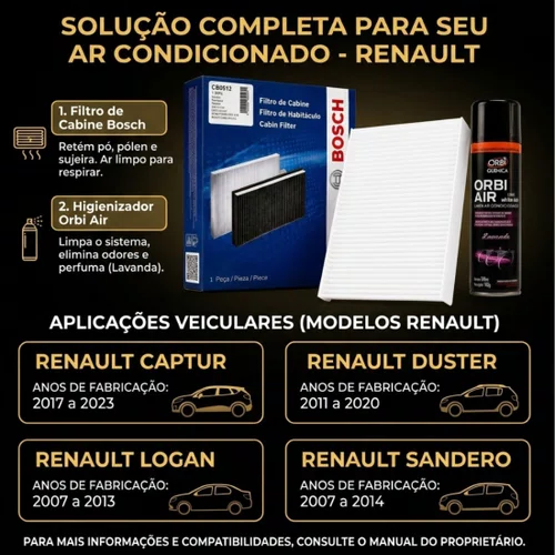 Kit Filtro Ar Condicionado Higienizadorcaptur Duster E Logan