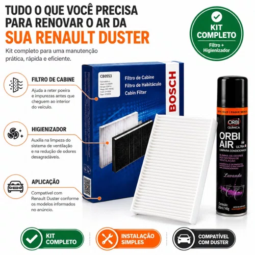 Kit Filtro Ar Condicionado Higienizadorcaptur Duster E Logan