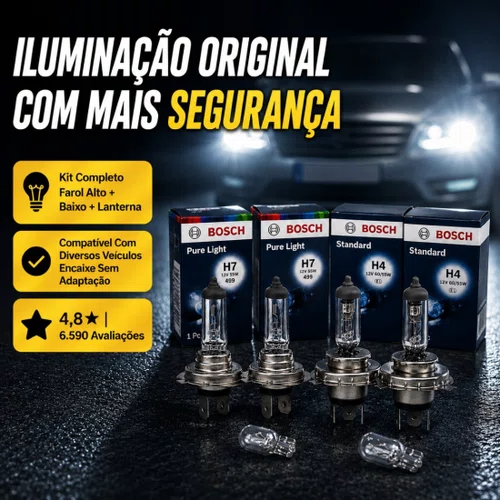 Kit Lampada Farol Alto Baixo E Lanterna Foco Duplo H1 H7 T10