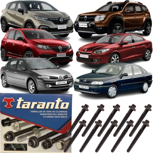 Kit Parafuso Cabeçote Taranto Para Renault Motor 2.0 16v F4r