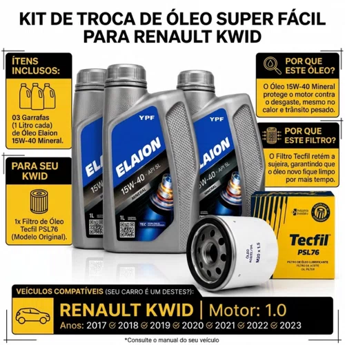 Kit Troca De Óleo Renault Kwid 1.0 3 Cilindros 2017 Á 2023