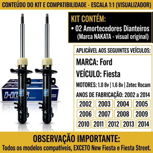 Par Amortecedor Dianteira Nakata Ford Fiesta 2002 Á 2014