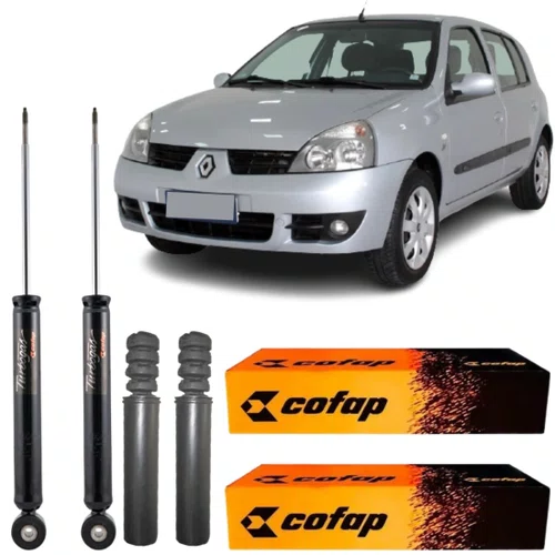 PAR AMORTECEDOR TRASEIRO COFAP + KIT CLIO 1.0 1.6 SYMBOL 99/...