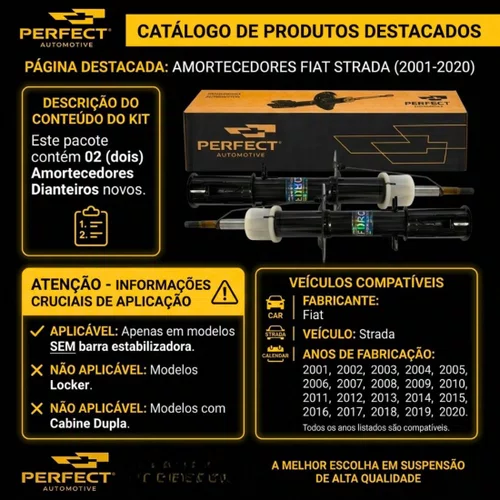 Par De Amortecedor Dianteiro Fiat Strada De 2001 Até 2020