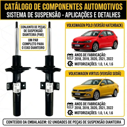Par De Amortecedor Original Volkswagen Polo E Virtus 18 A 22