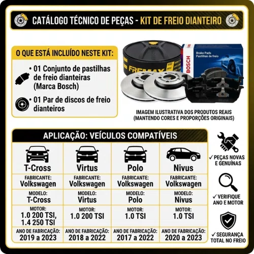 Par De Disco E Pastilha Freio Dianteiro Nivus Virtus 1.0 Tsi