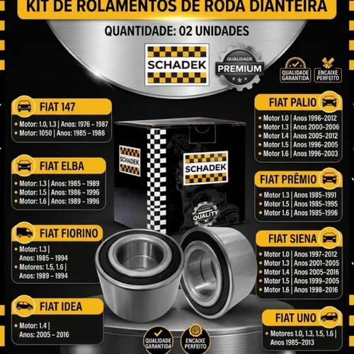 Par Rolamento Roda Dianteiro Palio Siena 1996 A 2013 Sem Abs