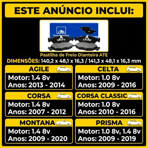 Pastilha De Freio Dianteiro Syl Agile Celta Classic Montana