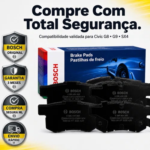 Pastilha De Freio Traseiro Civic 1.6 G6 Civic 1.8 2.0 G8 G9