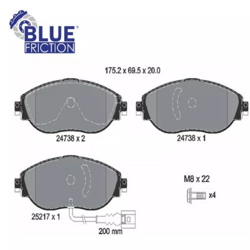 Pastilha Freio Dianteira Cerâmica Blue Friction A3 Jetta Gli