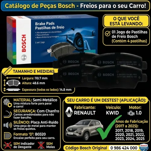 Pastilha Freio Renault Kwid 1.0 2019 2020 2021... Ventilado