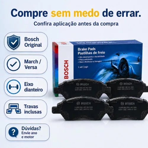 Pastilhas Freio Dianteiro March Versa 2011 A 2019 Bosch Jogo