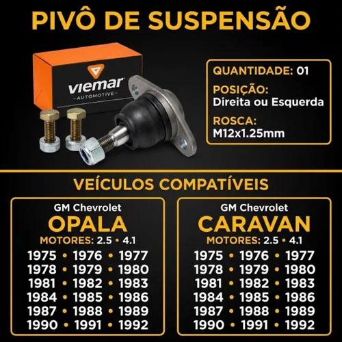 Pivo De Suspensão Superior Viemar Opala Caravan 1975 A 1992