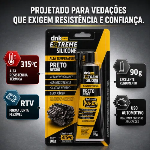 Silicone Preto Alta Temperatura Dnk 315ºc Vedação 90g
