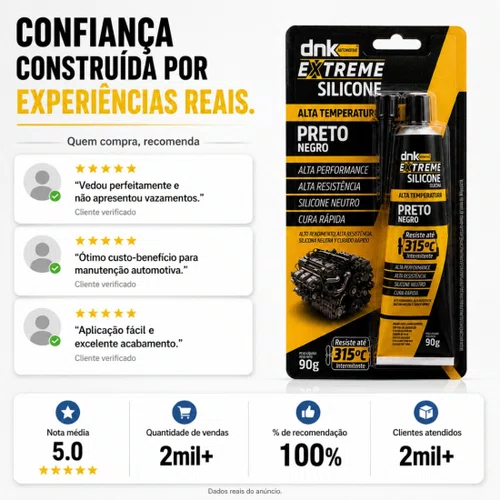 Silicone Preto Alta Temperatura Dnk 315ºc Vedação 90g