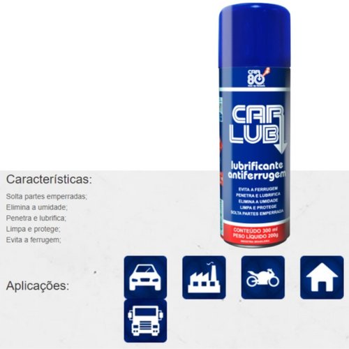 Spray Anti Ferrugem Multiuso Car Lub 300ml Similar Wd40