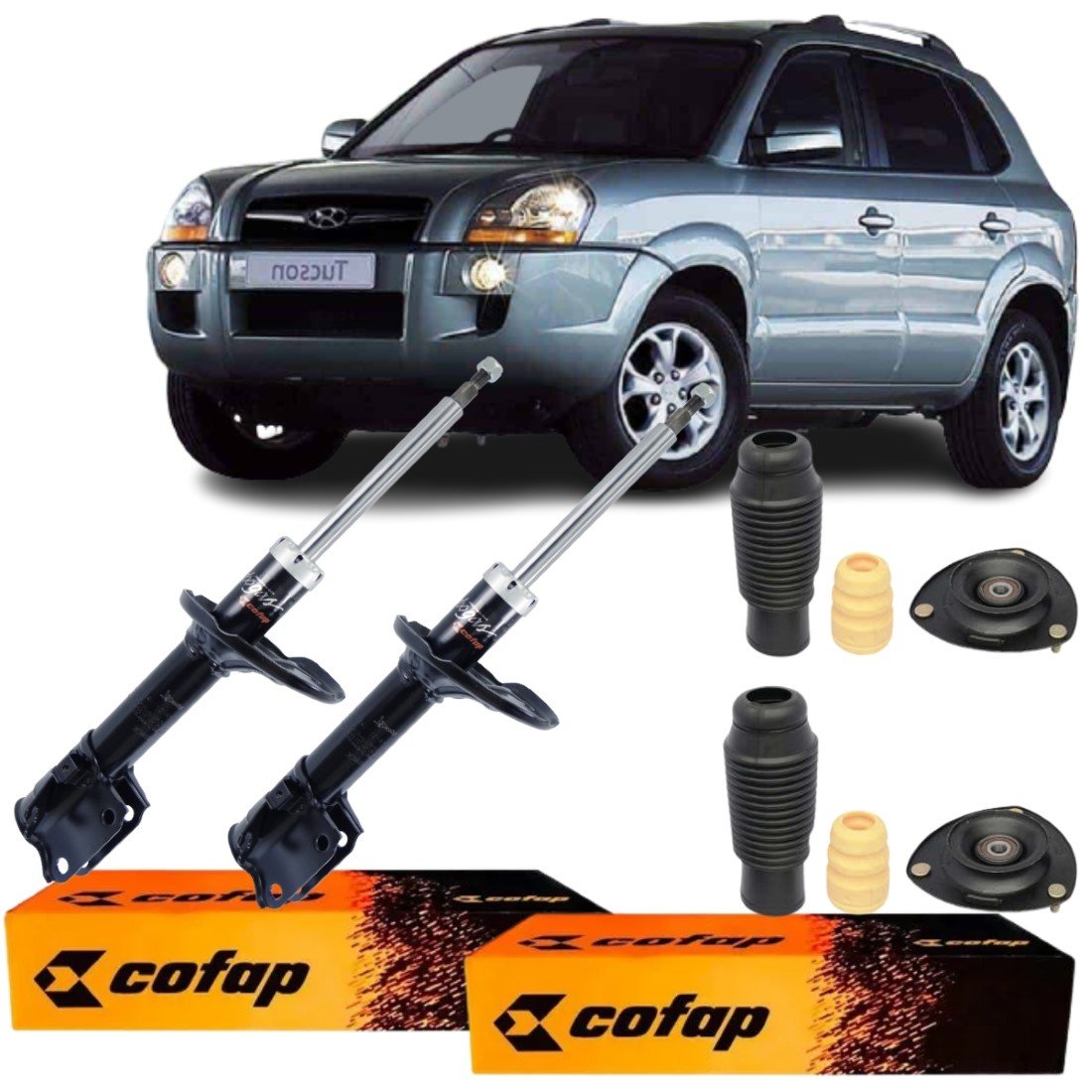 PAR AMORTECEDOR DIANTEIRO COFAP + KIT SPORTAGE TUCSON
