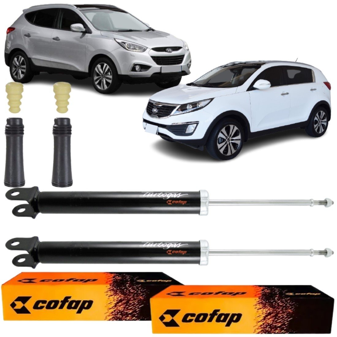 PAR AMORTECEDOR TRASEIRO COFAP + KIT IX35 E SPORTAGE