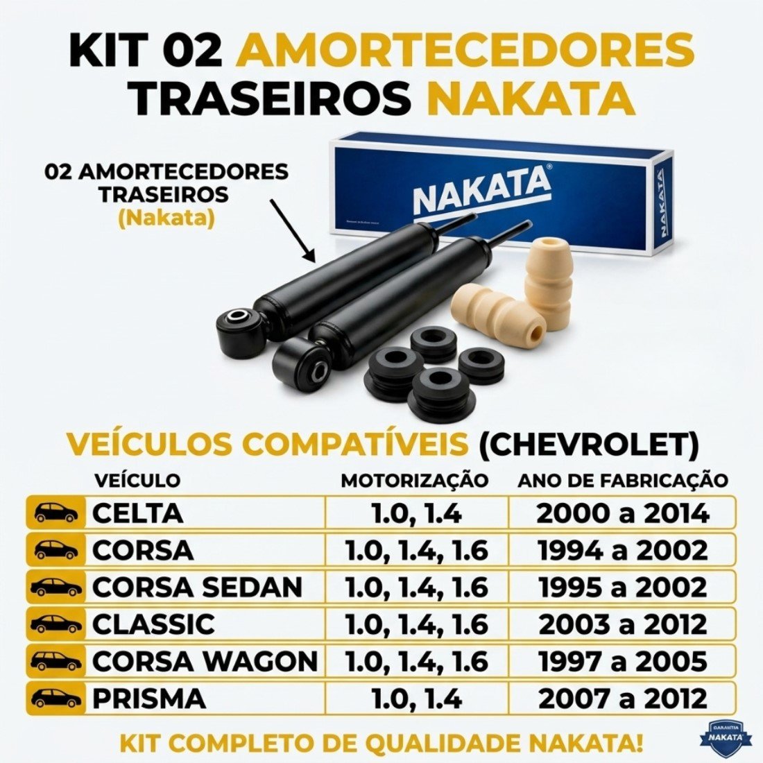 Par Amortecedor Traseiro Nakata Celta Prisma Corsa Classic