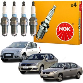 Jogo Vela Ignição original NGK Renault Sandero Logan Symbol motor 1.6 8v Flex