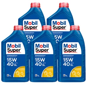 Kit 5 Óleos Motor 15w40 Semi Sintético Mobil Lubrificante