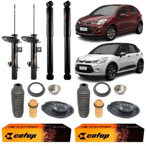 KIT AMORTECEDOR DIANTEIRO TRASEIRO COFAP C3 2013/... CAMBIO MANUAL