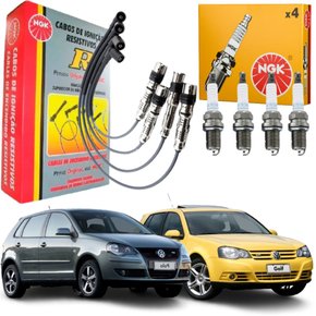 Kit Cabo E Vela Ngk Volkswagen Gol Polo Fox Saveiro Golf