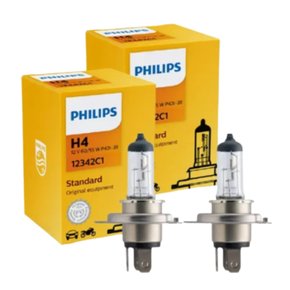 Par Lâmpadas Farol Baixo E Alto H4 Philips Halogena 12v